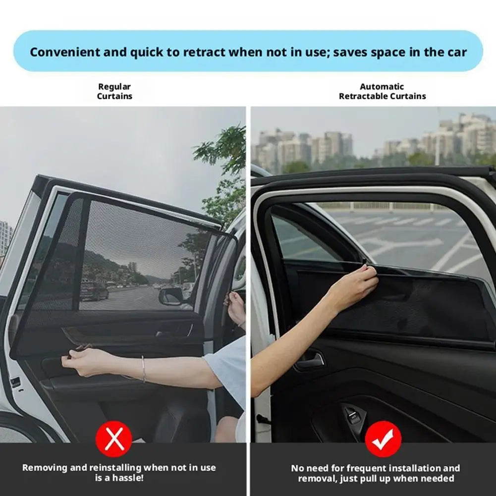 Retractable Car Side Window Sun Shade | UV Protection Curtain