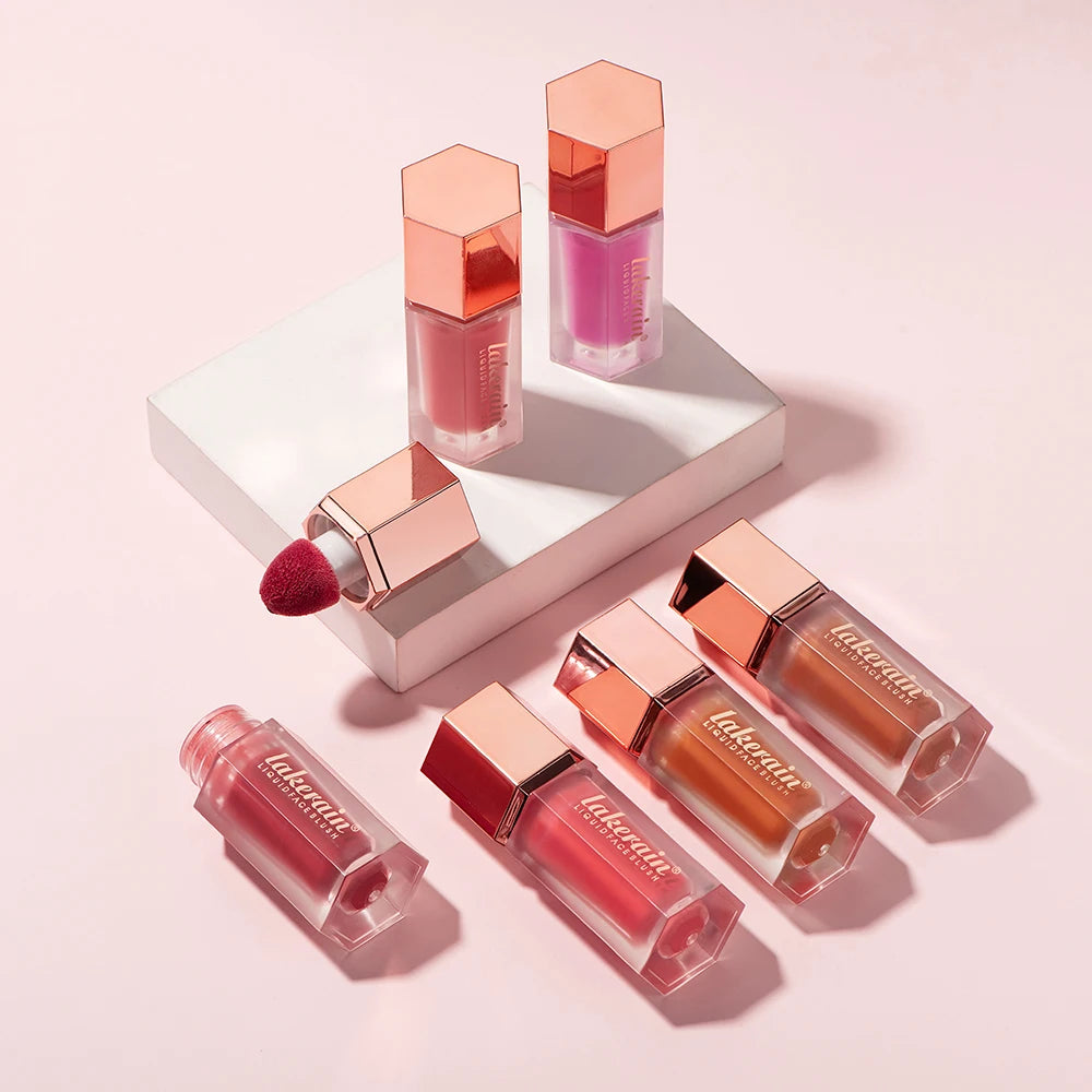 6 Colour Matte Liquid Blush Easy to apply long lasting waterproof blush sponge brush head Eyes lips Makeup Blush Cosmetics Peaceful Pleasures Health and Wellness
