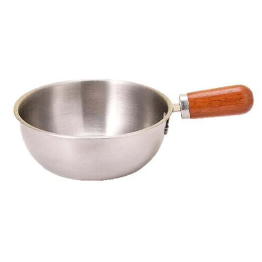 Stainless Steel Wooden Handle Frying Pan Used Melting Butter Salad Peaceful Pleasures Health and Wellness A