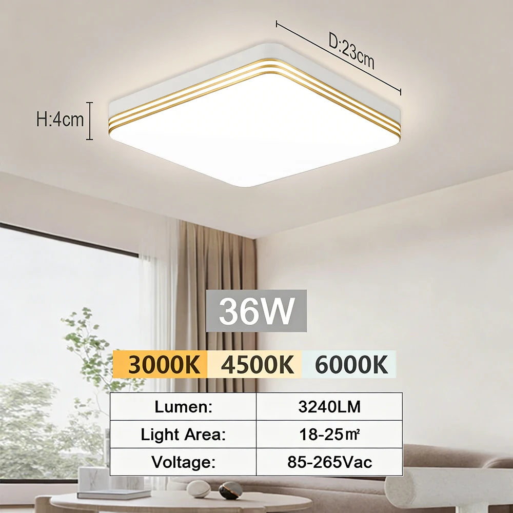 RUNTOIN 18W–48W Square LED Ceiling Panel Light 30CM | AC 110-220V