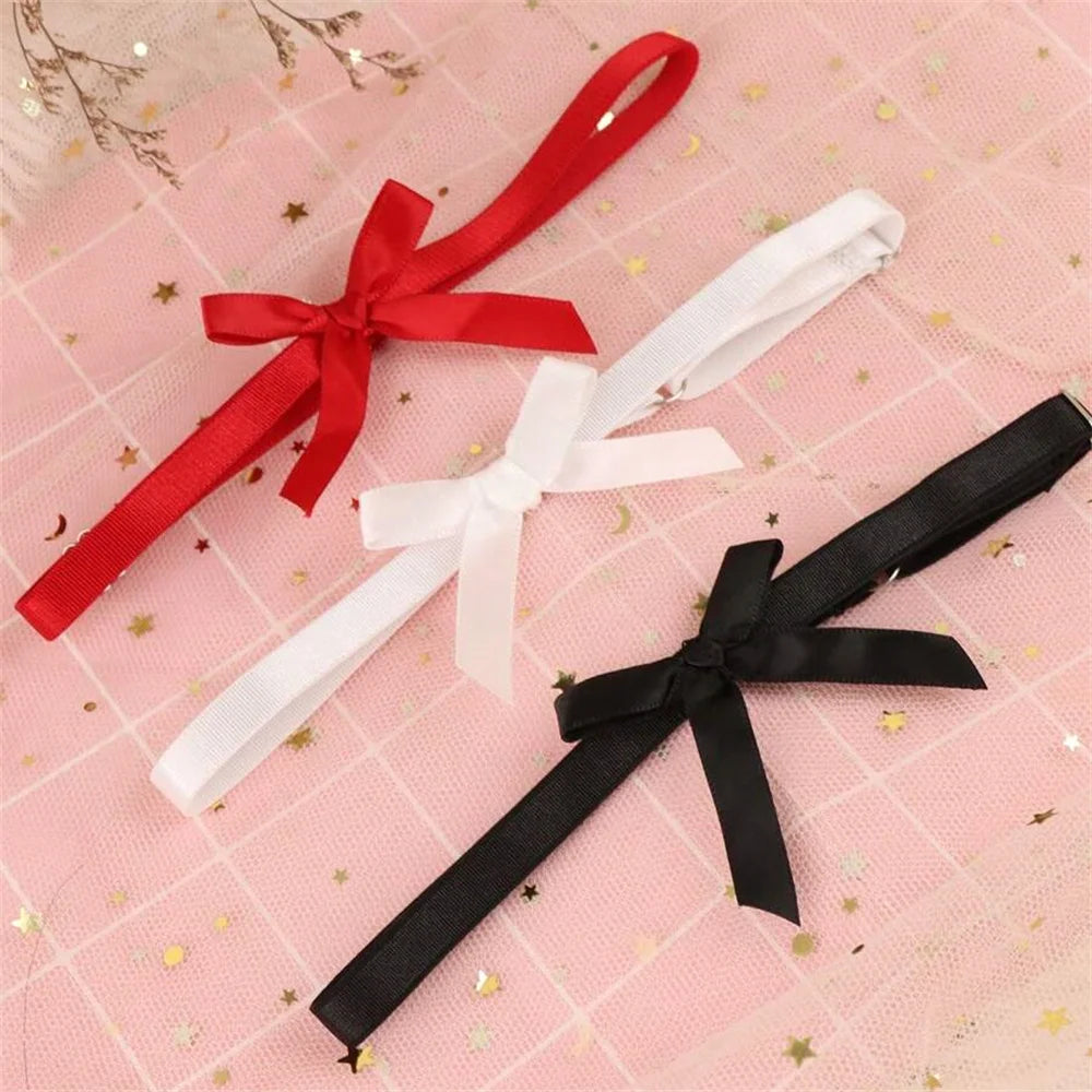 Women White Strappy Leg Garter Belt Elastic Dance Cosplay Rave Bow