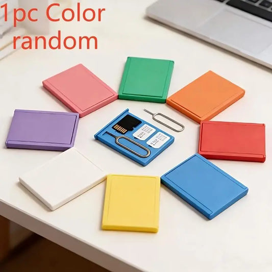 Portable SIM Card Storage Cases Shockproof Mini Memory Card Holders with Eject Pin Slot Multicolor Tiny Mobile Chip Organizers Peaceful Pleasures Health and Wellness 1pc random color