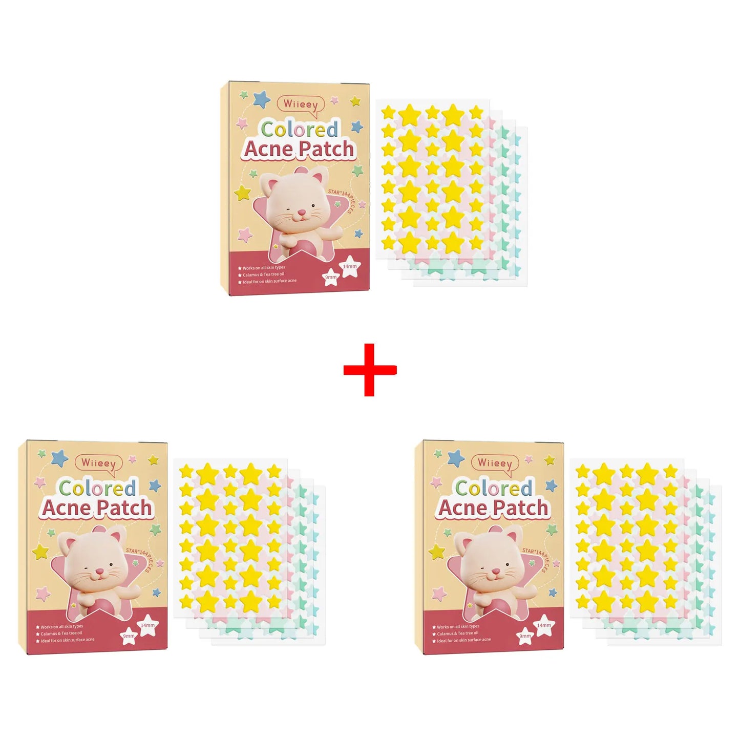 Wiieey Star Acne Patches – Colorful Pimple Stickers 144–288pc