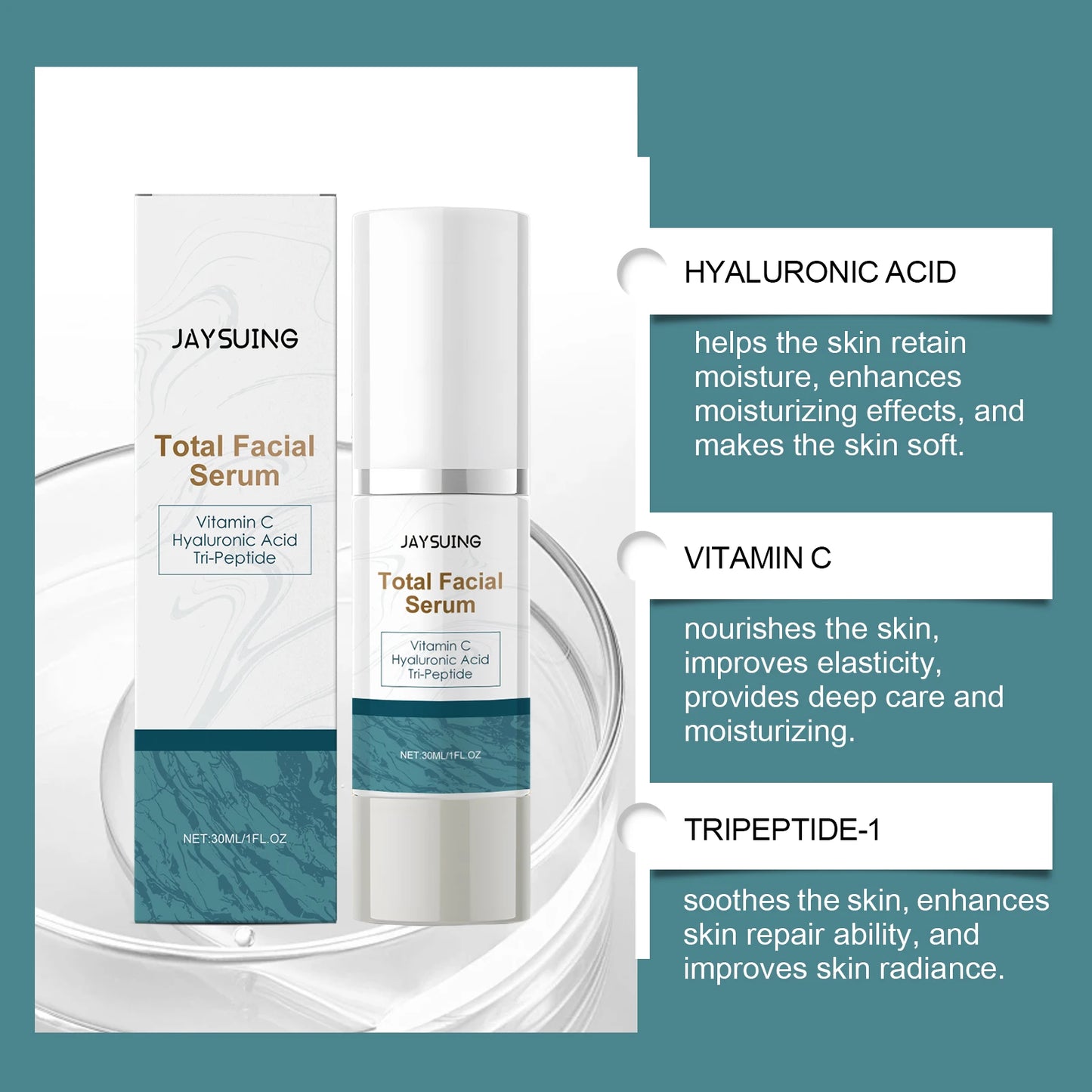 Jaysuing Hyaluronic Acid Anti Aging Serum Reduce Wrinkles Dark Spots Deep Moisturize Hydrating Lift Firming Makeup Beauty Unisex Peaceful Pleasures Health and Wellness