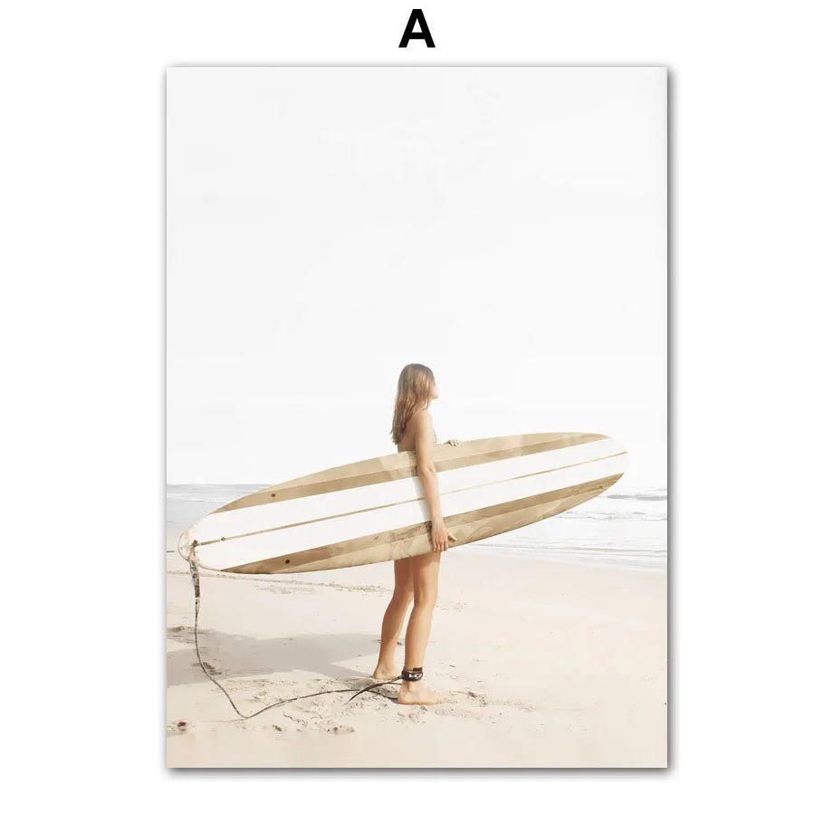 Summer Beach Canvas Wall Art | Surf Landscape Beige Poster Canvas Wall Art Peaceful Pleasures Health and Wellness T80480-01 20x30cm Unframed