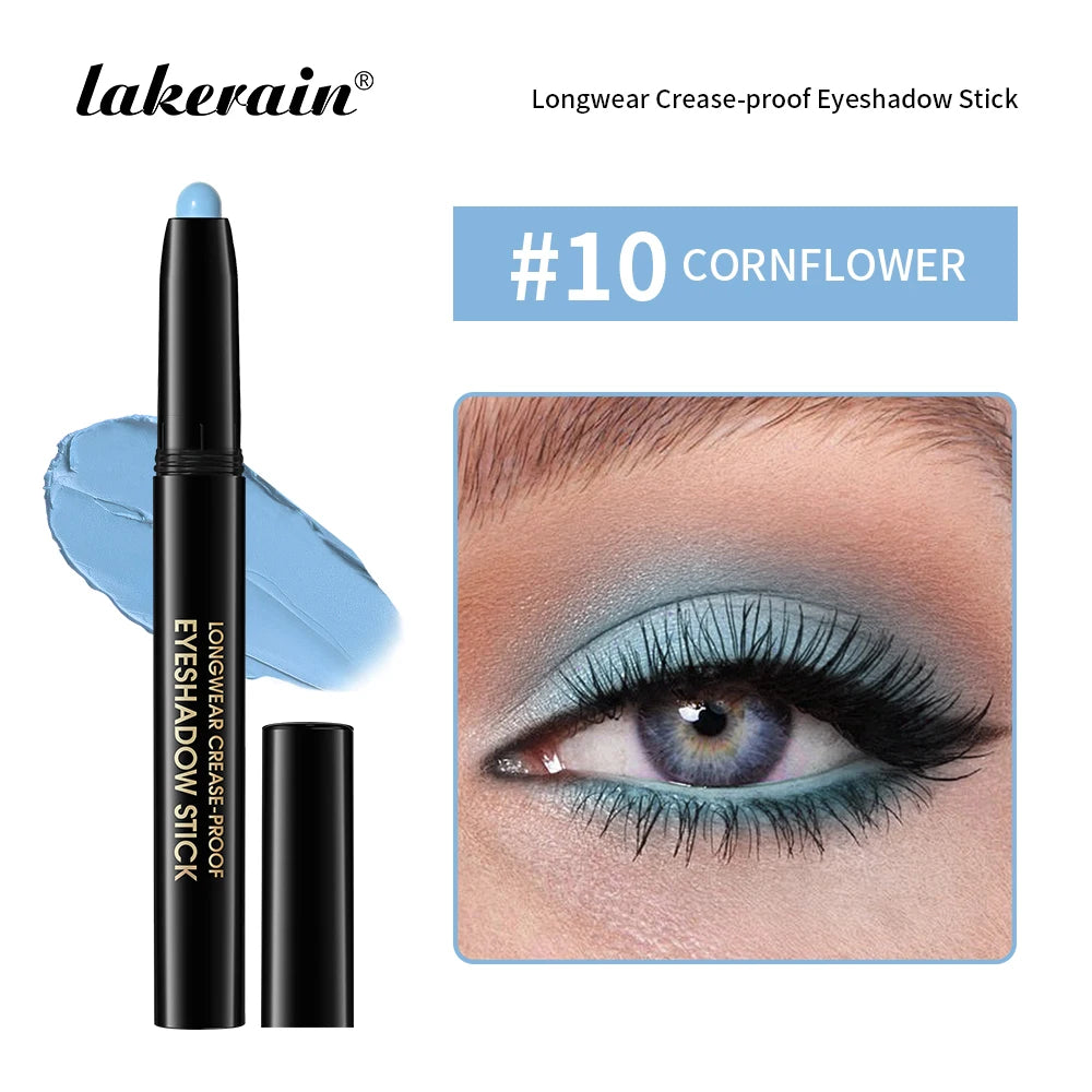 12 Colors Eyeshadow Pencil Stick Shimmer And Matte Waterproof Metallic Glitter Eye Shadow Highlighter Pencil Eyeshadow Cosmetics Peaceful Pleasures Health and Wellness 10 cornflower