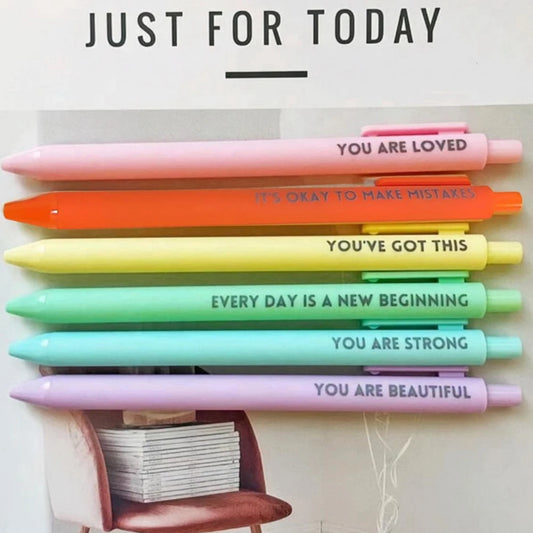 6-pack Motivational Press Neutral Pen Encouraging Quotes Plastic Peaceful Pleasures Health and Wellness