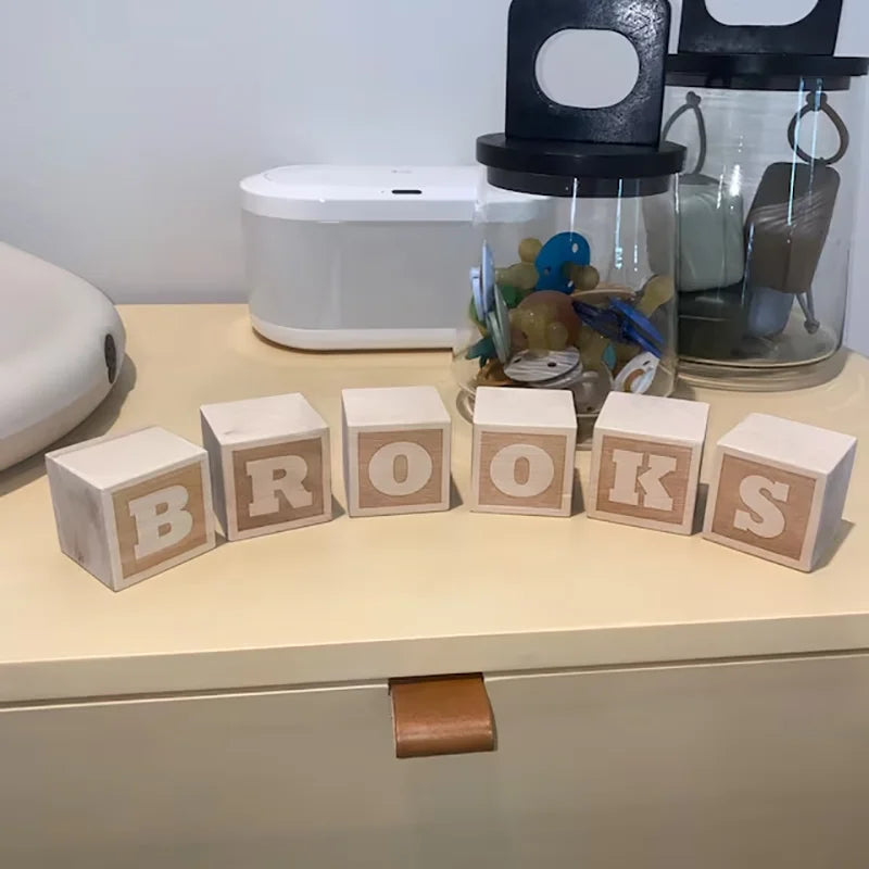Custom Engraved Wooden Name Blocks | Baby Nursery Gift