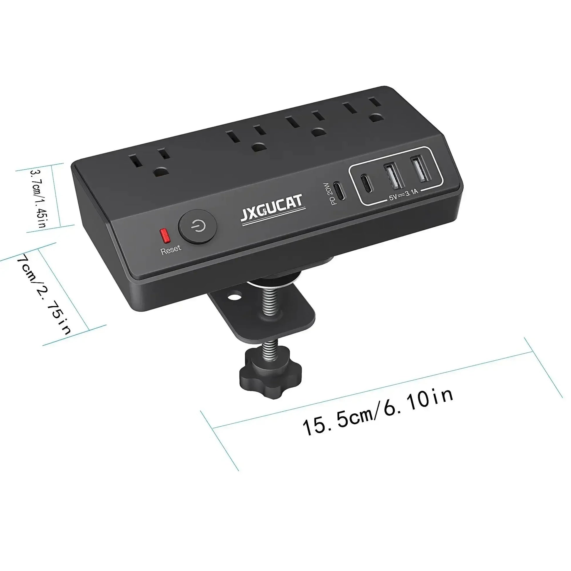 PASSUS 1625W Desk Clip Power Strip with PD20W USB-C Charging Peaceful Pleasures Health and Wellness