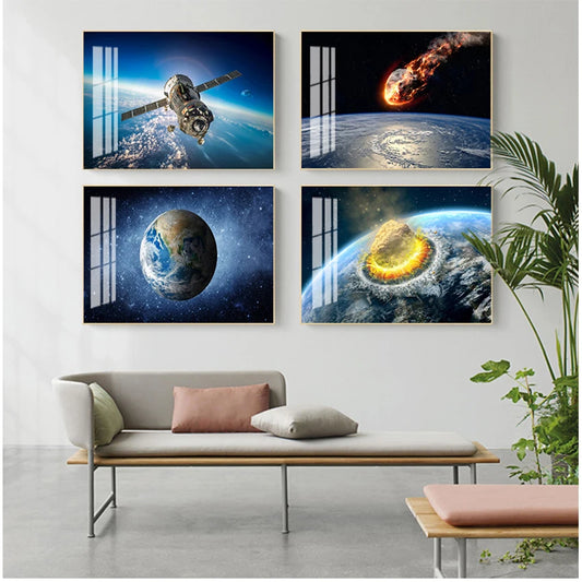 Space Galaxy Canvas Wall Art – Astronaut Planet Universe Poster Canvas Wall Art Peaceful Pleasures Health and Wellness