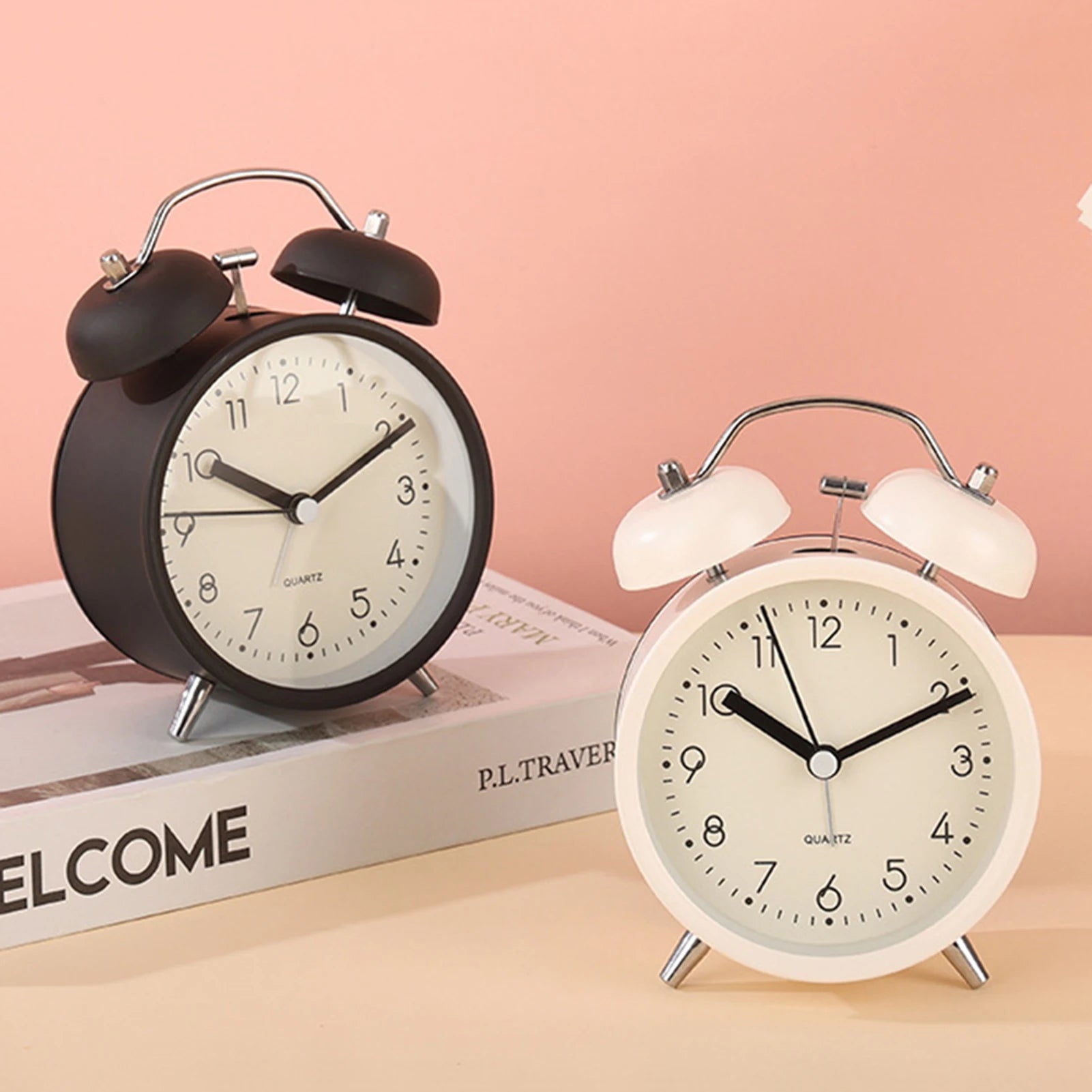 Luxfacigoo Twin-Bell Vintage Alarm Clock with Night Light Vintage Alarm Clock Peaceful Pleasures Health and Wellness