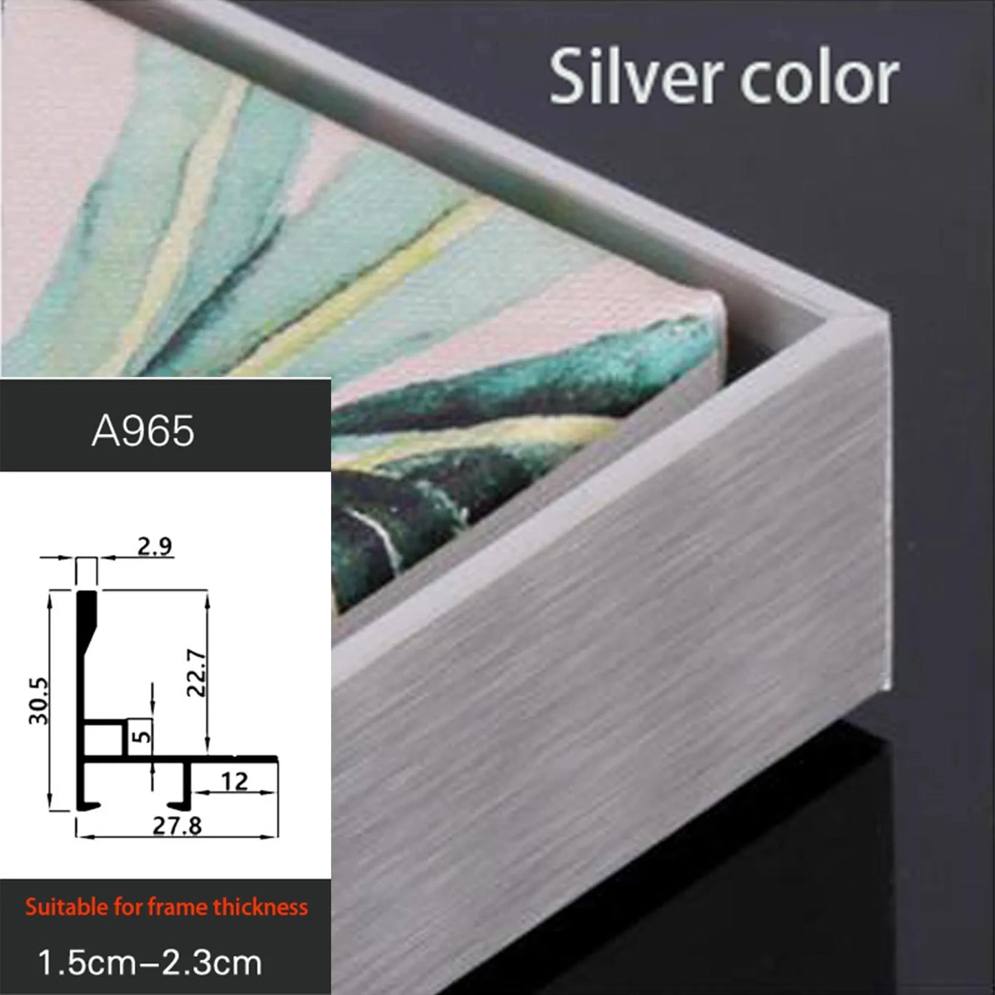 Customized Aluminum Alloy Frame for Paintings, Canvas Picture Frame, DIY, Modern, Grand Format, All Kinds of Size Peaceful Pleasures Health and Wellness A965 silvery customized 4 China Mainland