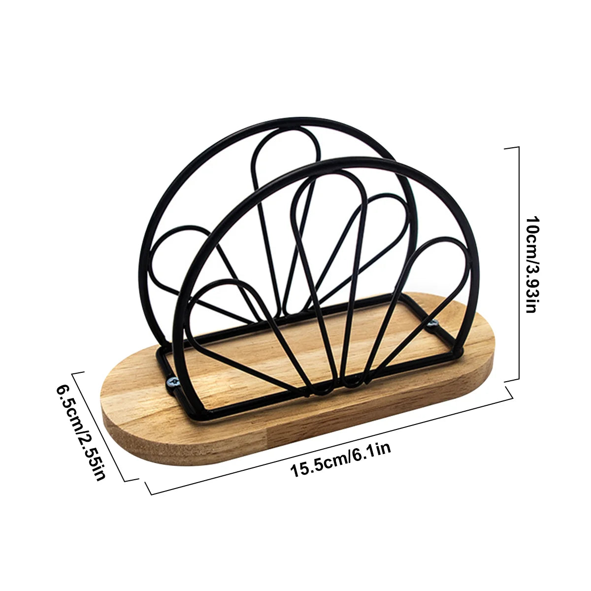 Leeseph Modern Napkin Holder with Wooden Base, Elegant Design for Dining Table, Sturdy and Decorative Holder for Paper Napkins Peaceful Pleasures Health and Wellness K
