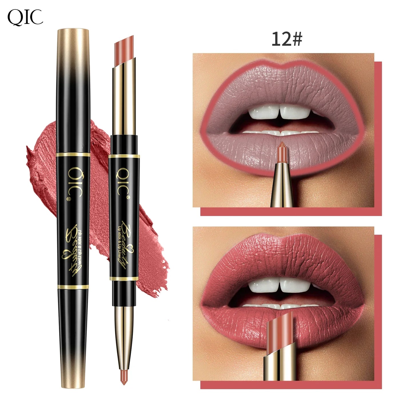 QIC Matte Velvet Lip Liner Pencil – Long-Lasting Contour