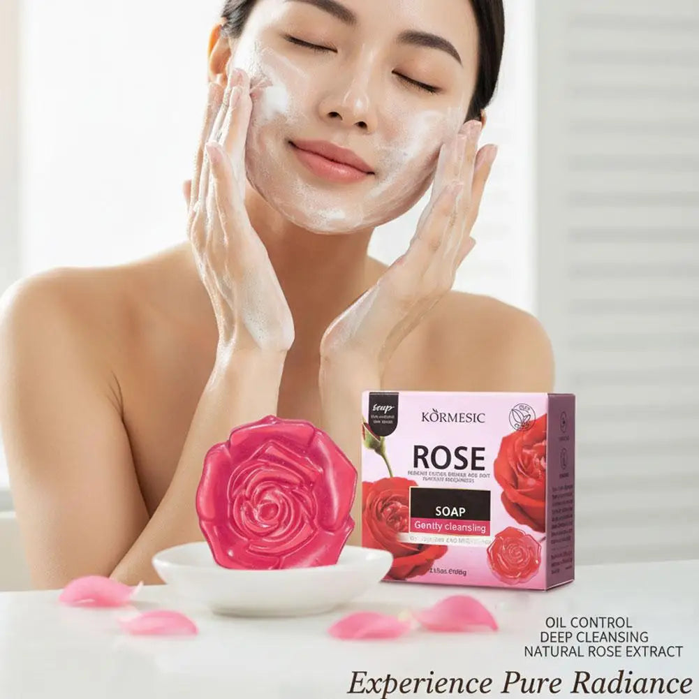 Rose Extract Cleansing Soap Bar – Exfoliating Face & Body Wash
