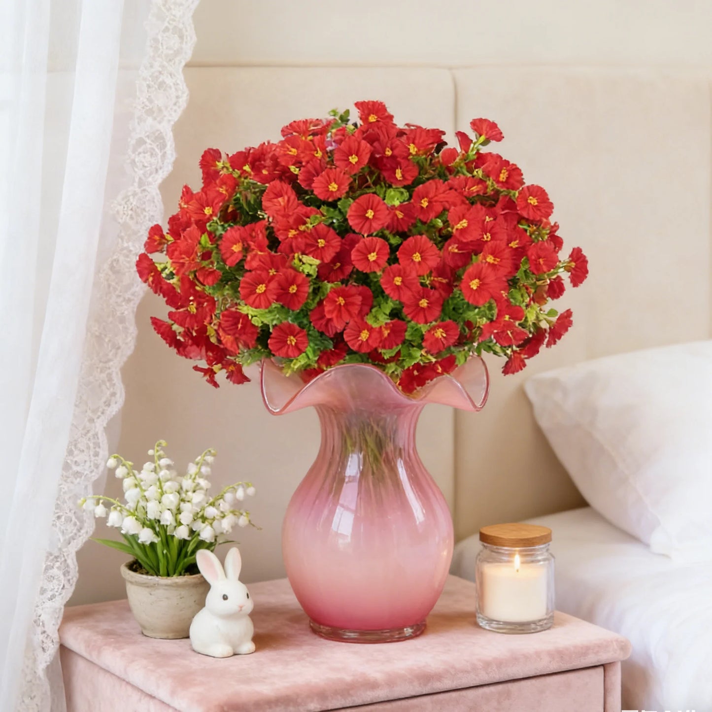 Silk Hydrangea Rose Artificial Flower String 75cm – Home Décor