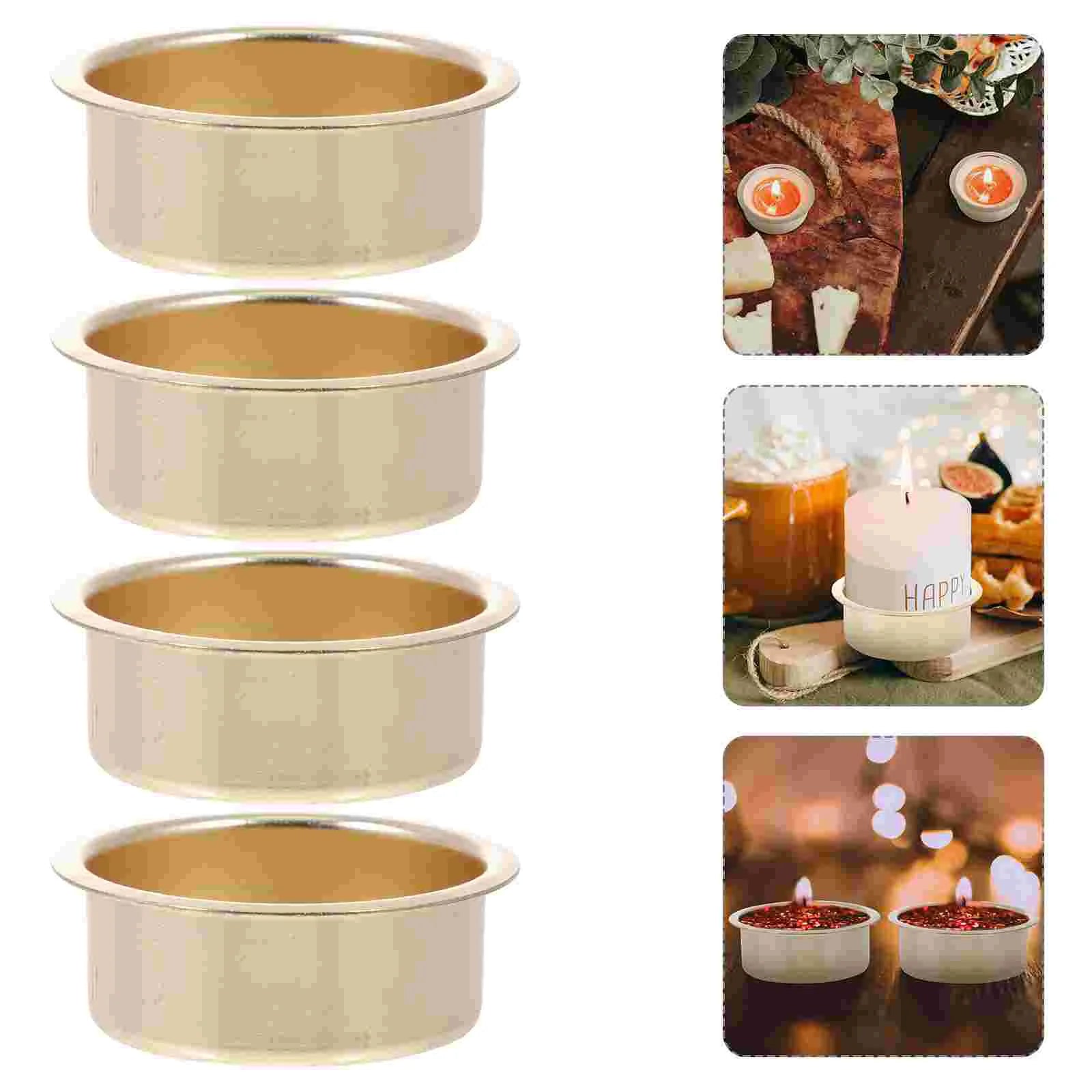 4Pcs Halloween Metal Cups Metal Cup Tin Votive Mini Candlestick Holders Halloween Party Decoration Tea Light Cups Peaceful Pleasures Health and Wellness