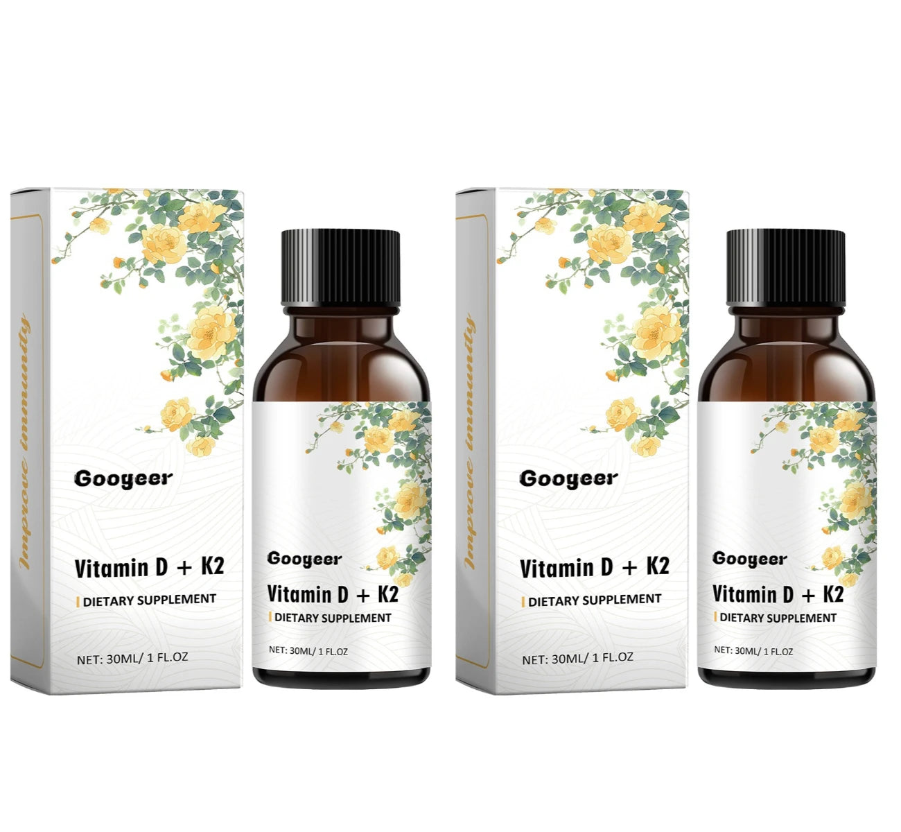 Vitamin D3 K2 Liquid Drops | Bone Wellness | NonGMO | 30ml
