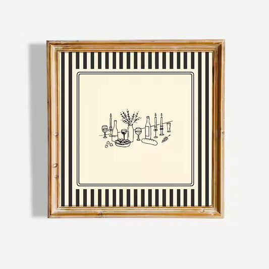 Vintage Dinner Table Canvas Wall Art Print | Home Decor Canvas Wall Art Peaceful Pleasures Health and Wellness G5415 30x40cm Black Framed