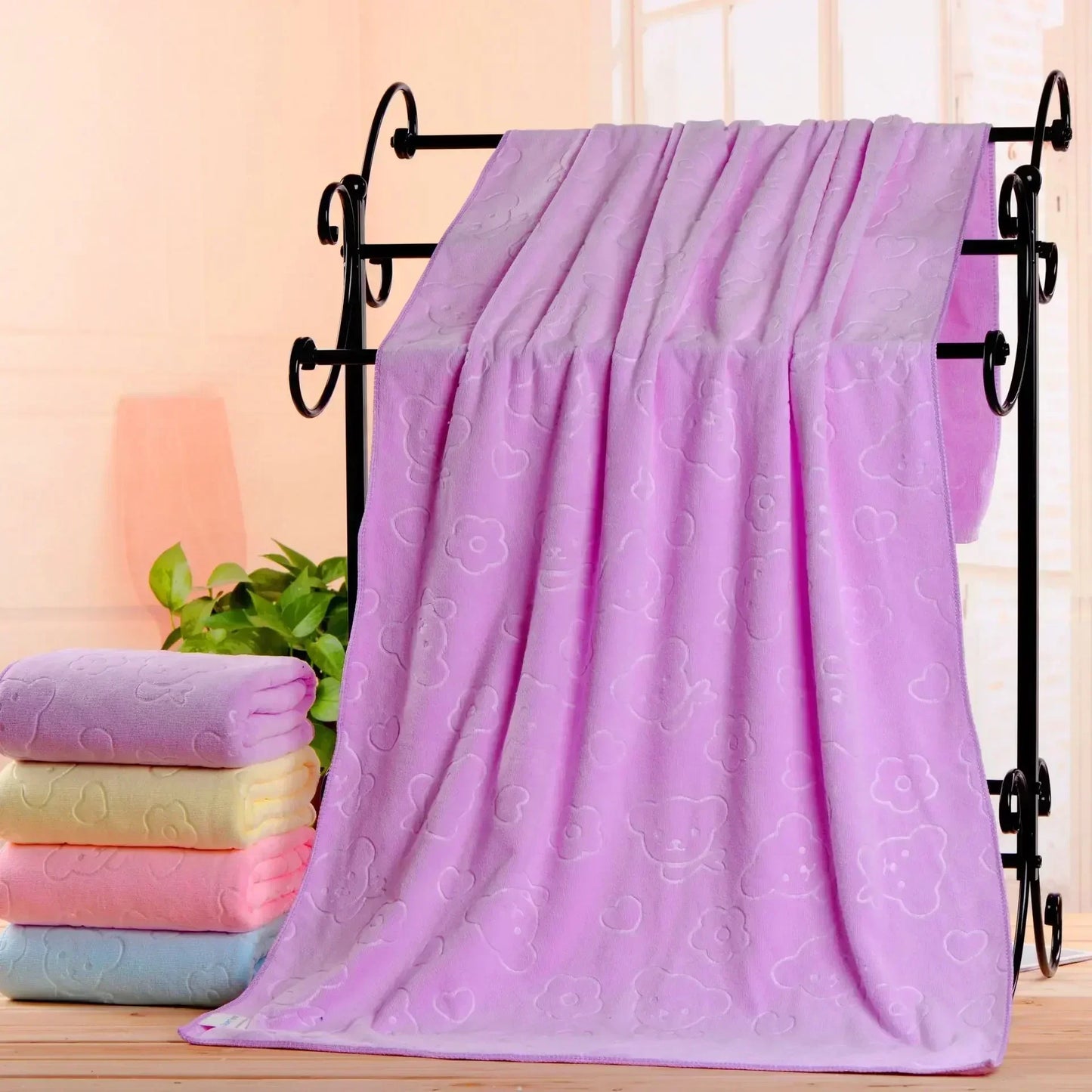 Embossed Microfiber Bath Towel | Quick-Dry & Ultra-Absorbent