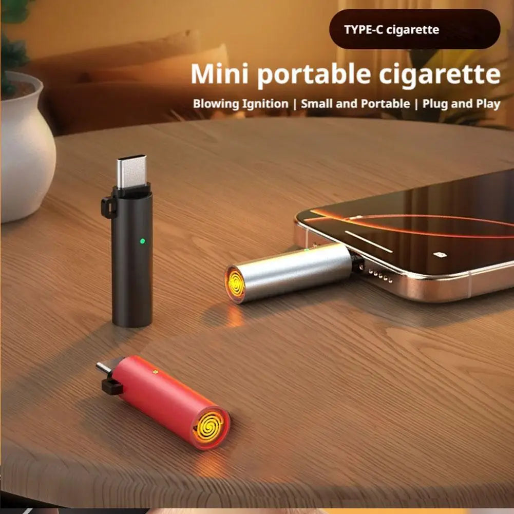 USB-C Flameless Mini Lighter | Blow-to-Ignite & Auto Shut-Off