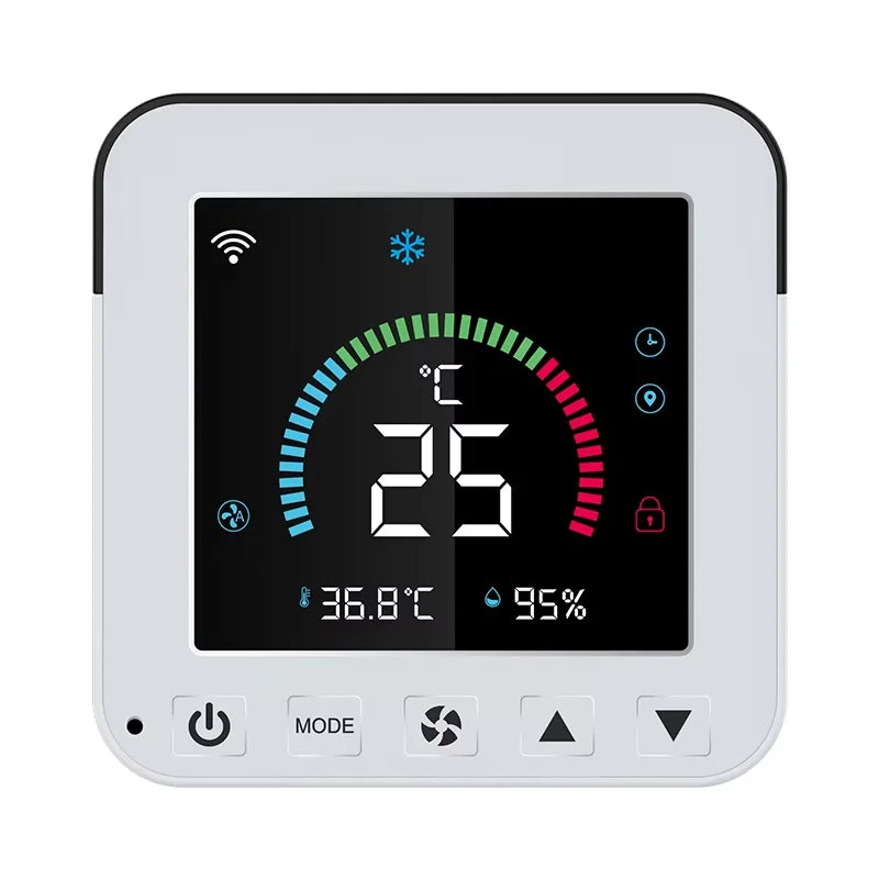 Tuya WiFi Smart Air Conditioner Controller Temperature Humidity Infrared USB Controller LCD Touch Screen for Google Home Alexa Peaceful Pleasures Health and Wellness white