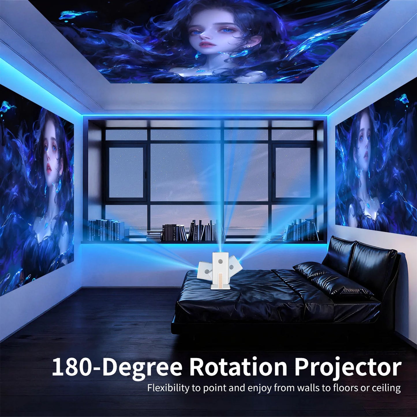 Xnano Projector 4K Android 13 Dual WiFi5 300ANSI Amlogic T950S BT5.2 1920*1080P Home Theater Cinema Mini Portable Projectors Peaceful Pleasures Health and Wellness