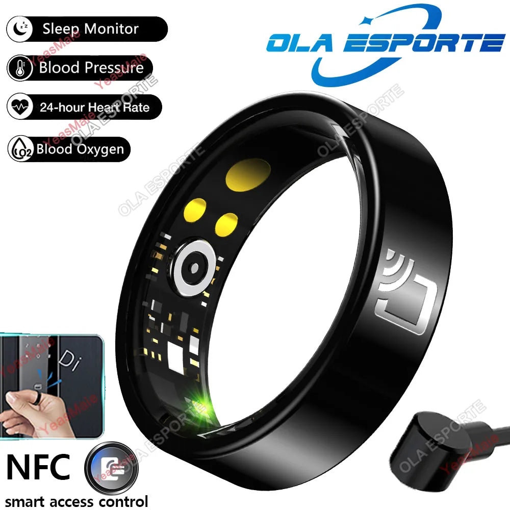 Smart Ring NFC New Heart Rate And Health Monitor Smartring Men Women 5TAM Waterproof Multi Sport Modes Smart Access Control Ring Peaceful Pleasures Health and Wellness Black 10
