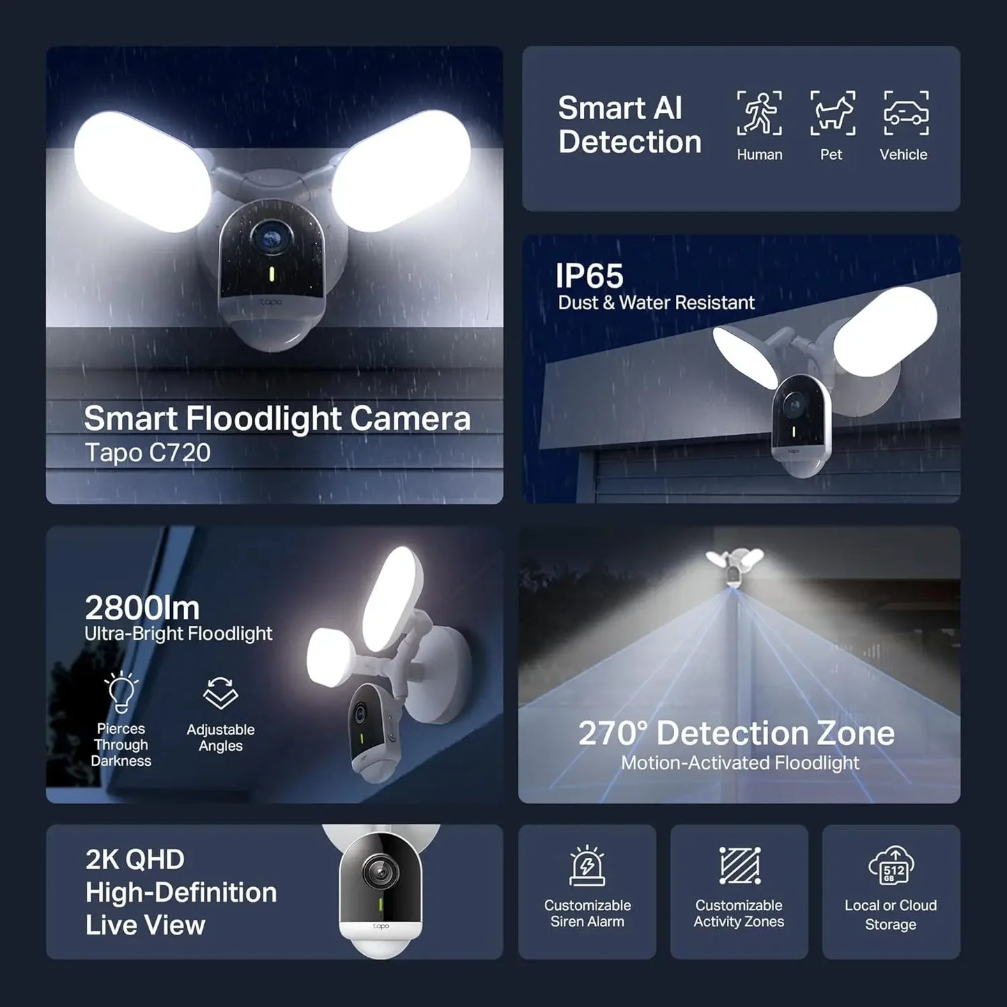 2K Outdoor Security Camera with Floodlight - Motion Detection, 24/7 Recording, No Subscription Required Peaceful Pleasures Health and Wellness