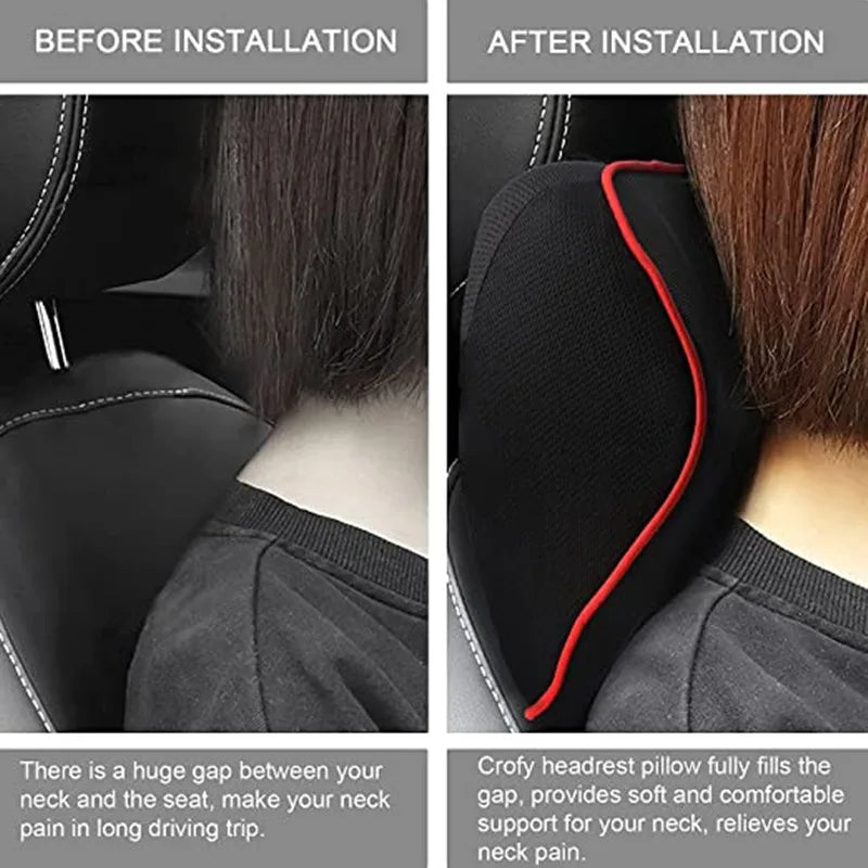 Memory Foam Car Neck Pillow & Lumbar Back Support Set | 3D Cervical & Spine Support – Breathable, Adjustable