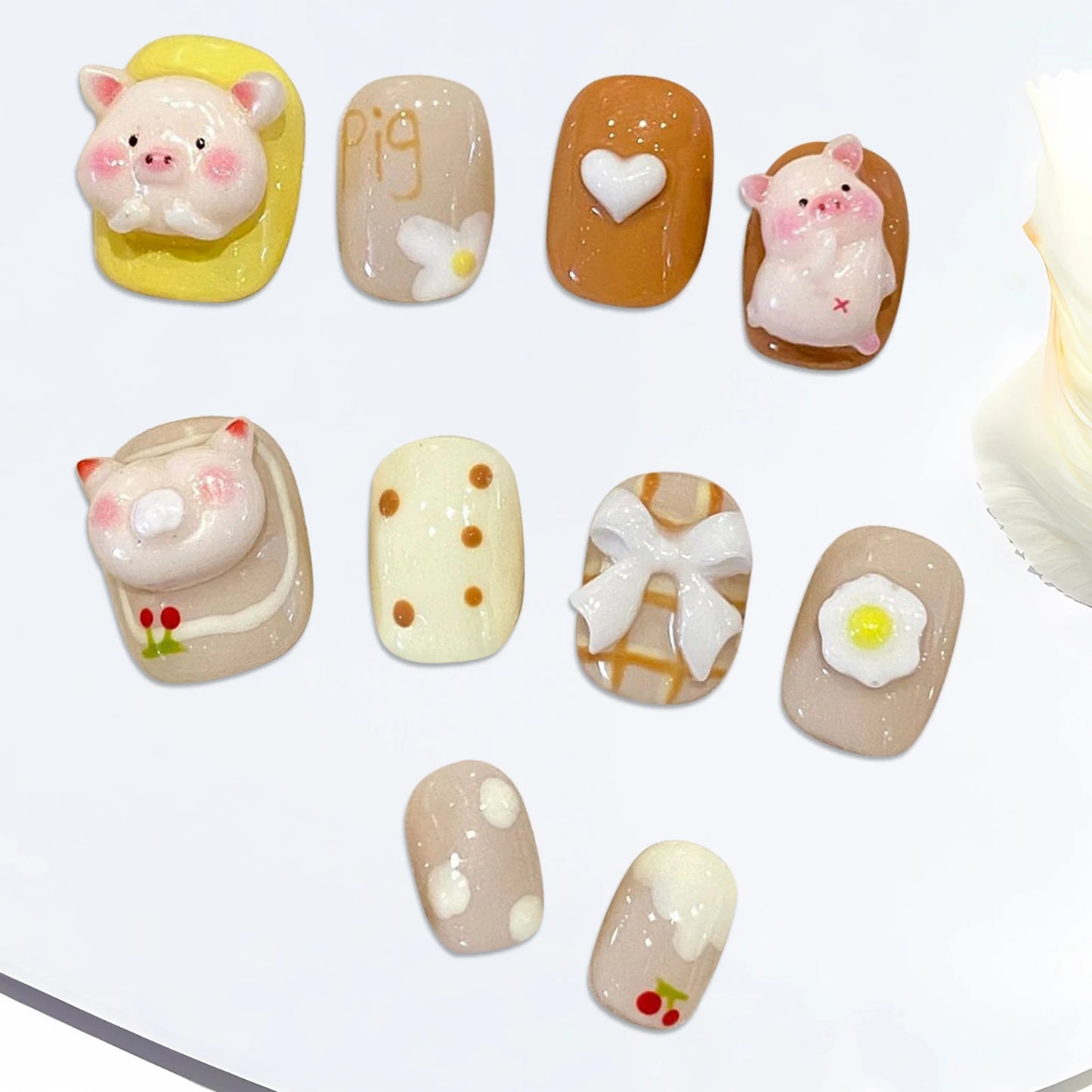 YADORNOS Cute Short Press On Nails – Cartoon Fake Nail Set 10pc