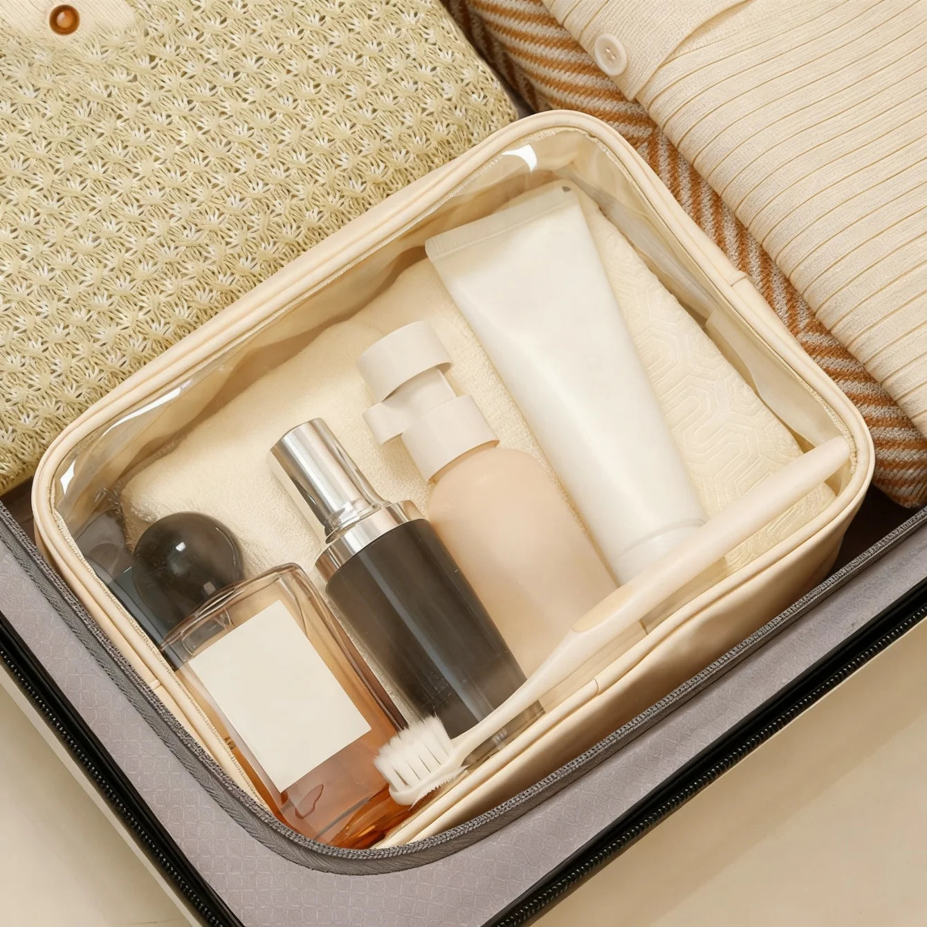 Clear Makeup Bag | Waterproof PVC Travel Cosmetic Organizer