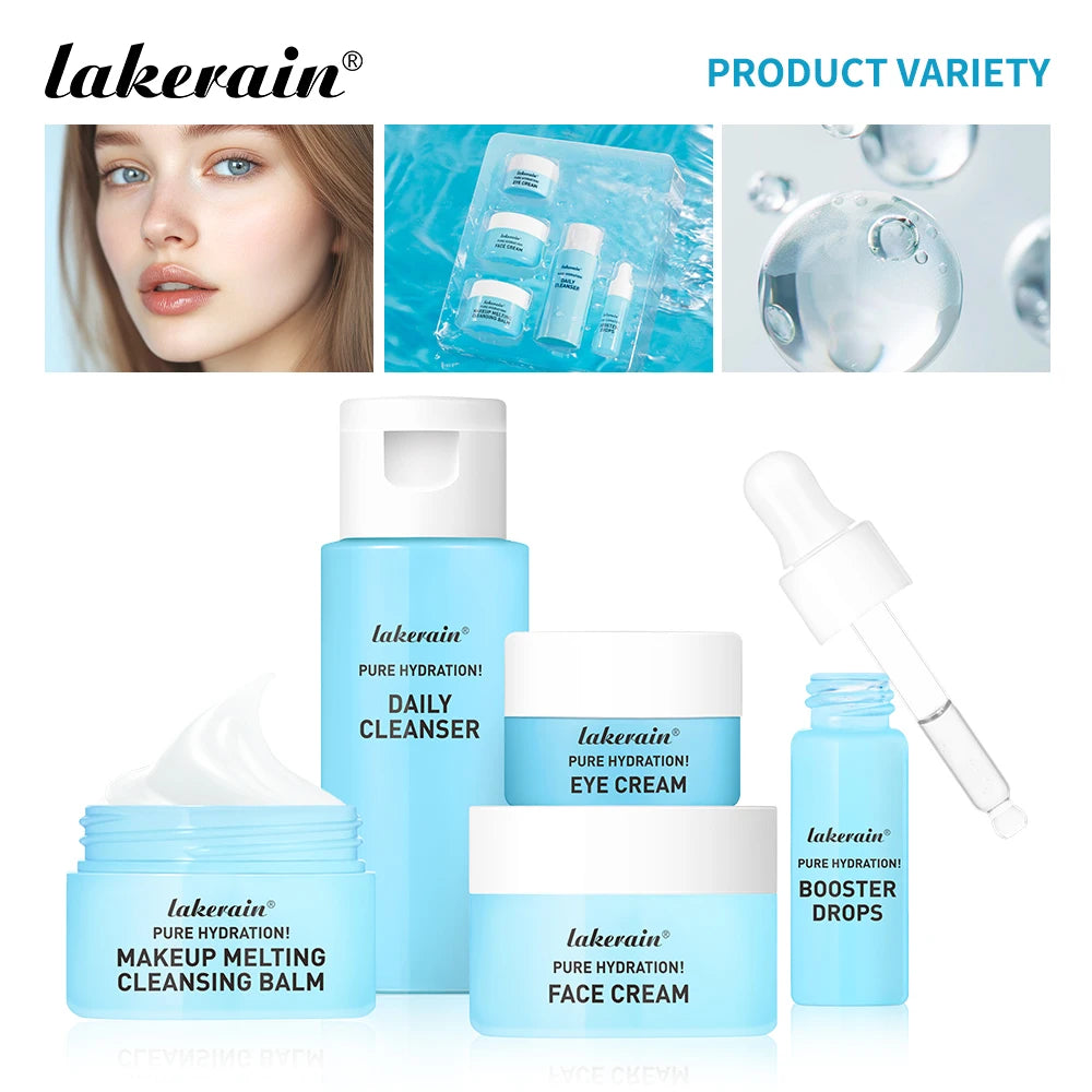 Mini Skincare Set Cream Serum Facial Cleanser Eye Cream Moisturizing Whitening Face Skin Care Travel Facial First Aid Set Peaceful Pleasures Health and Wellness
