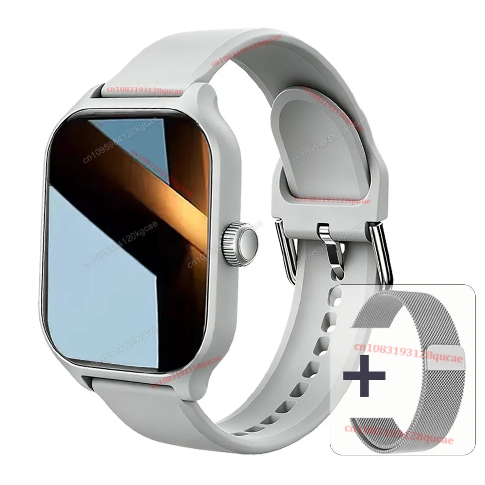 New Men's Smart Watch Women's Gift 2.01inch HD Full Touch Screen Sports Fitness Watch Electronics Bluetooth Talk Smartwatch Hw12 Peaceful Pleasures Health and Wellness Silver Milan