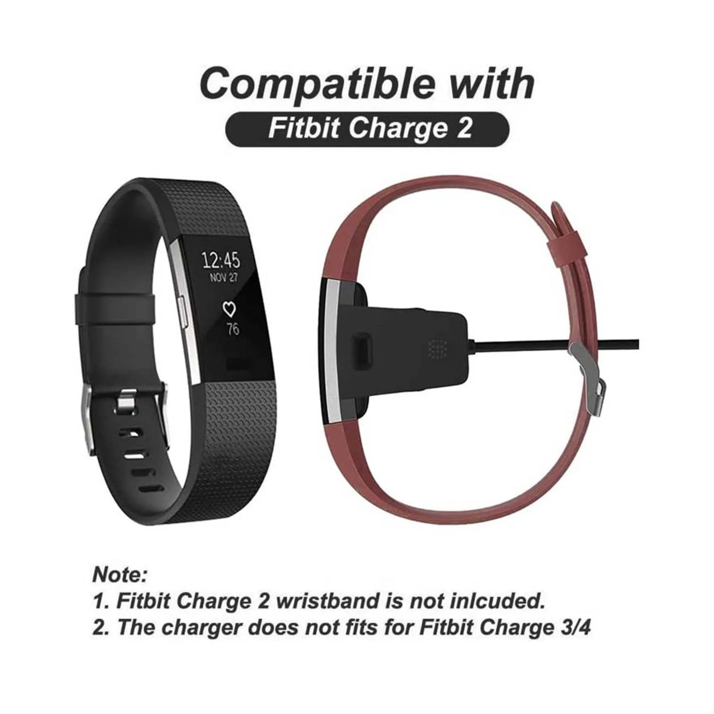 Compatible with Fitbit Charge 2 Charger, Replacement USB Charging Cable Cord Charger Cradle Dock Adapter for Fitbit Charge 2 Peaceful Pleasures Health and Wellness