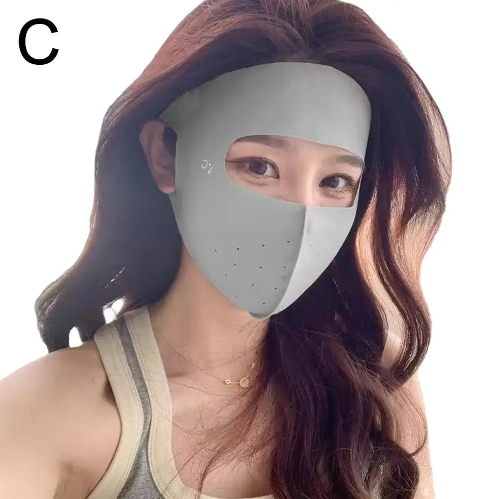Women's Full Face UV Protection Mask, Breathable Ice Silk Sunscreen Cover for Outdoor Reusable Sunscreen Dustproof Mask Peaceful Pleasures Health and Wellness Gray