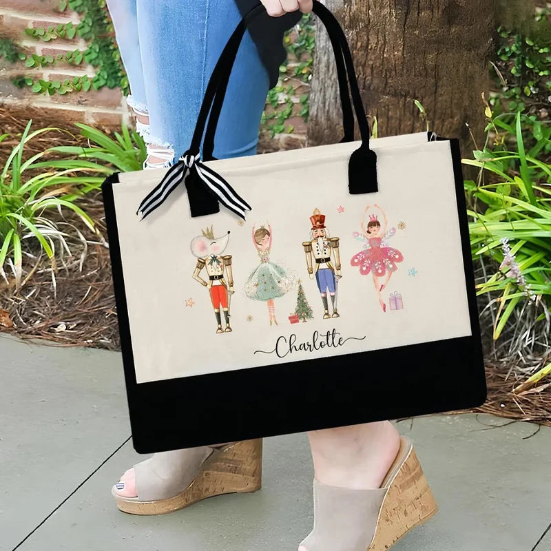 Personalized Nutcracker Ballet Tote Bag | Custom Christmas Gift Personalized Tote Bag Peaceful Pleasures Health and Wellness