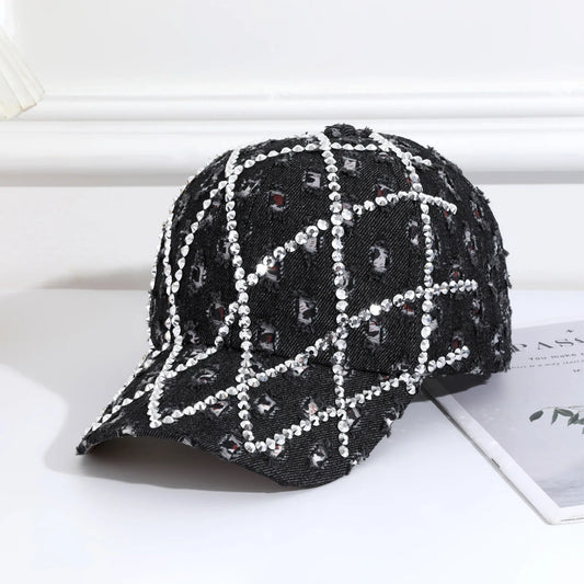 Summer Baseball Sports Cap Shiny Rhinestone Decor Baseball Sports Hats for Mountaineering Traveling Peaceful Pleasures Health and Wellness