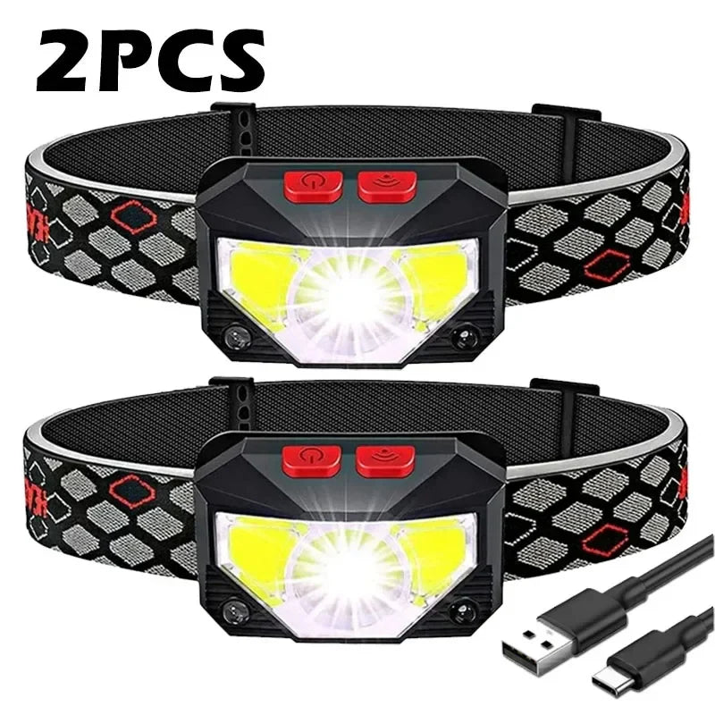 ZHIYU 500LM Rechargeable LED Headlamp 2-Pack | Motion Sensor