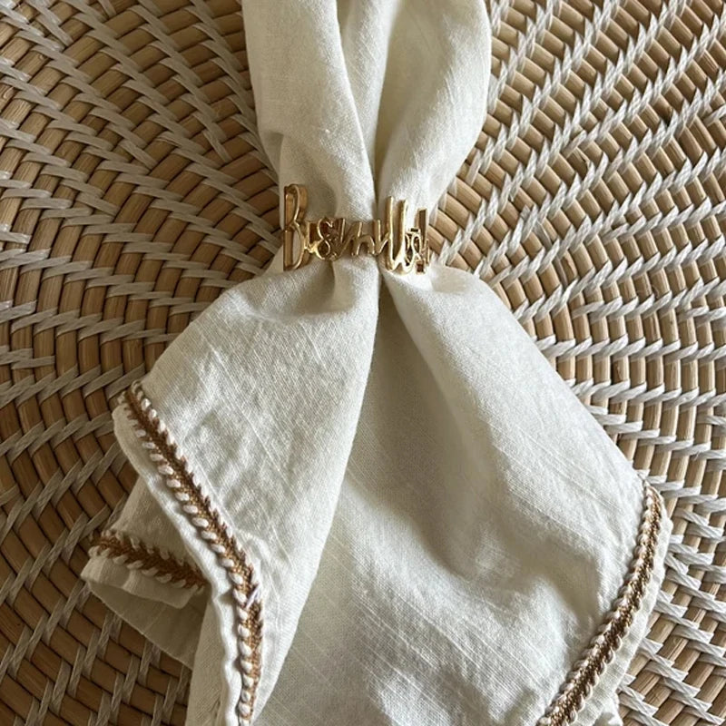 4pc Bismillah Napkin Rings – Eid & Ramadan Table Decor Gift Napkin Rings Set Peaceful Pleasures Health and Wellness