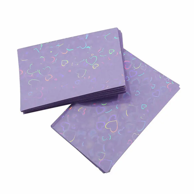 50Pcs/Pack Holographic Heart Kpop Photocard Sleeves Double Layer Matte Card Protector for Photo Cards Album Collectibles Peaceful Pleasures Health and Wellness purple 2-Packs