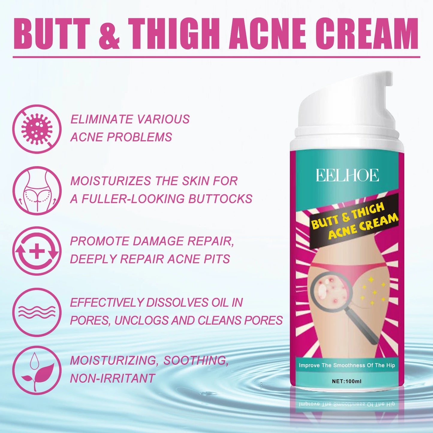 Butt Thigh Acne Cream Remove Pimples Moisturizing Clarifying Brightening Smoothing Skin Care Thigh Acne Removal Cream Peaceful Pleasures Health and Wellness