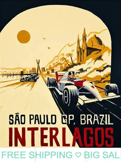 Vintage F1 Racing Car Canvas Wall Art | Motorsport Poster Print