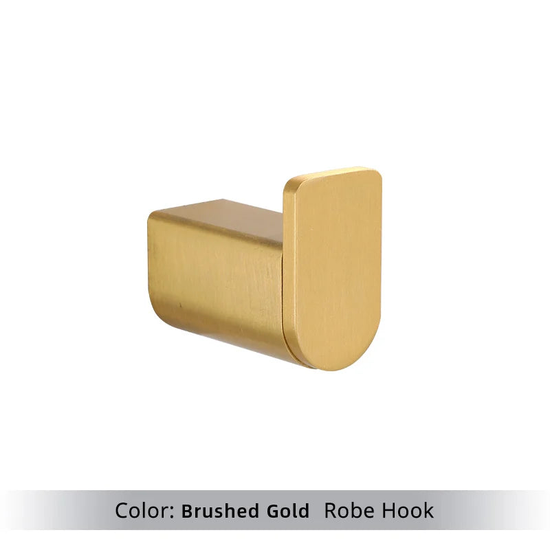 Brushed Gold Bathroom Accessories Set – Towel Bar, Hooks & Holder