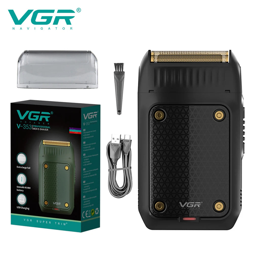 VGR 353 Beard Shaver Professional Hair Trimmer Electric Face Shaving Machine Men's USB Charging Safety Face Shaver for Men Peaceful Pleasures Health and Wellness