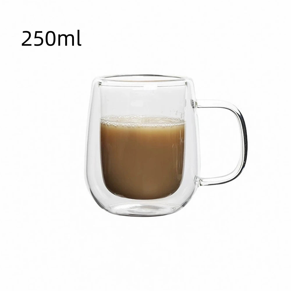 Double Wall Glass Coffee Cup with Handle – Insulated Espresso
