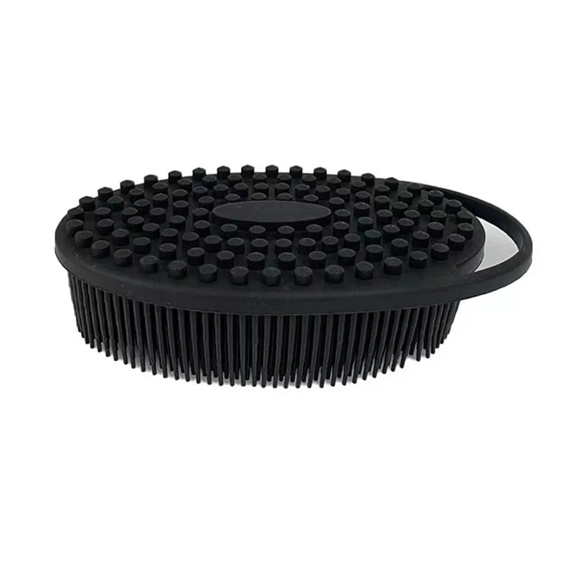 Silicone body scrubber adopts advanced sanitary technology, which is mild and clean, with good foam, durable, and silicone doubl Peaceful Pleasures Health and Wellness blackA
