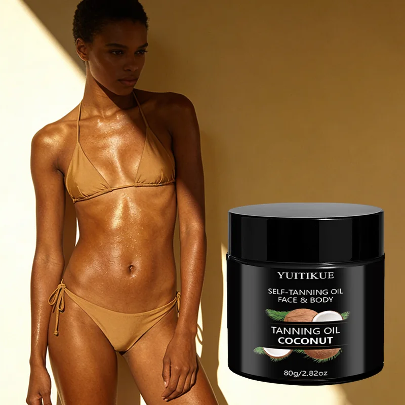 YUITIKUE Coconut Self-Tanning Oil – Natural Glow 80g Self-Tanning Cream Peaceful Pleasures Health and Wellness
