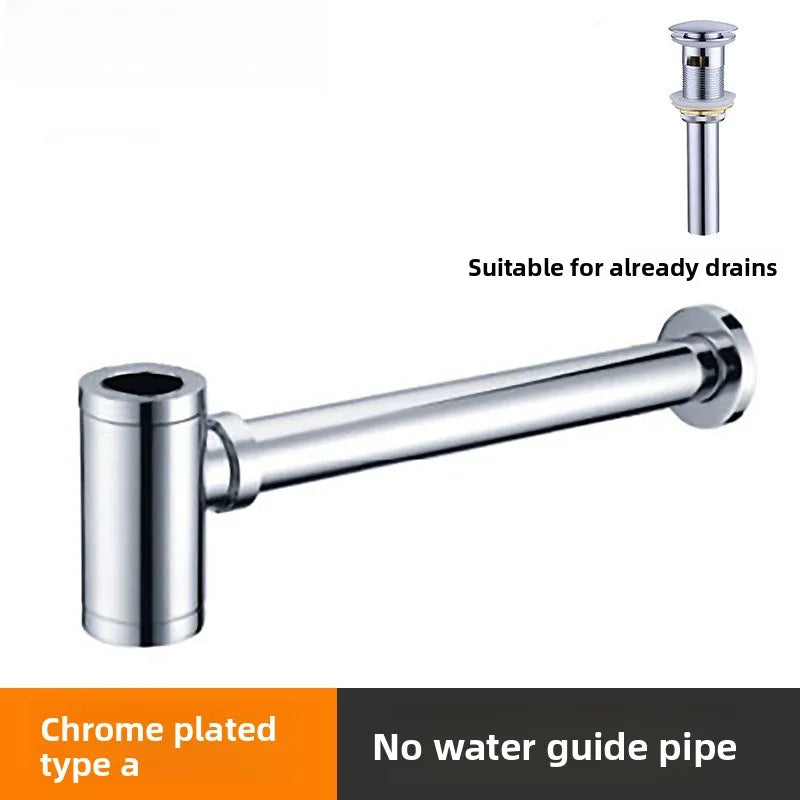 Brass Round Bottle P-Trap 1-1/4" Sink Drain Kit & Pop-Up Drain