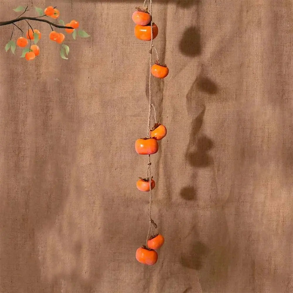 Artificial Persimmon Garland Pendant 80cm | Wall Hanging Décor